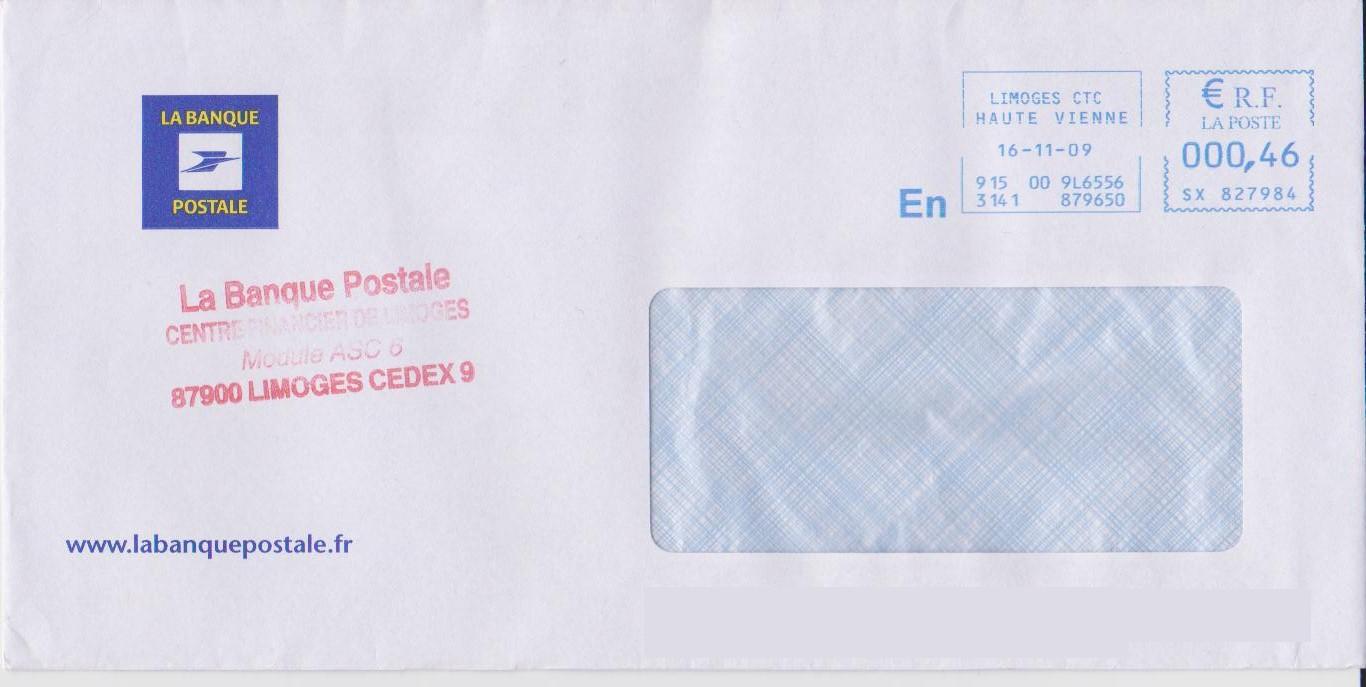 Lettre affranchie de la banque postale